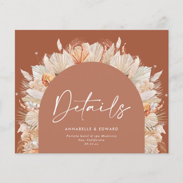 Modern bohemian terracotta pampas grass wedding (Front)