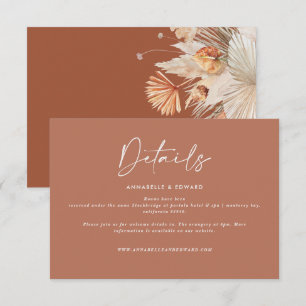 Modern bohemian terracotta pampas grass wedding RS RSVP Card