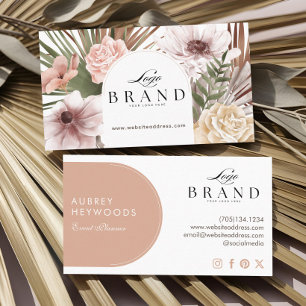 Modern Bohemian Watercolor Boho Florals Arch Logo Business Card
