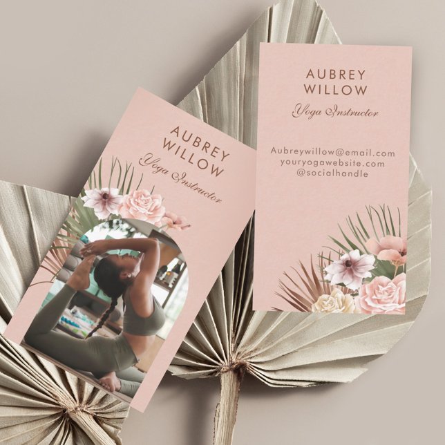 Modern Bohemian Watercolor Boho Photo Arch Yoga Business Card (Creator Uploaded)