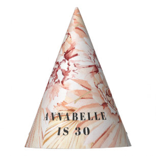 Modern bohemian watercolor floral pastel birthday  party hat