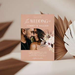 Modern Bohemian Watercolor Floral Photo Wedding Invitation
