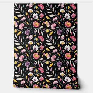 Modern bohemian watercolor wildflowers wallpaper