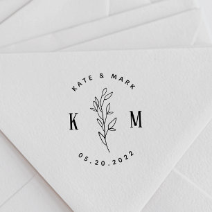 Modern Bohemian Wedding Monogram Save the Date Self-inking Stamp