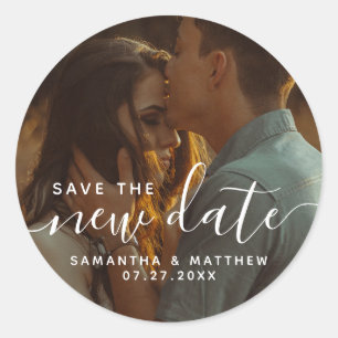 Modern Bohemian Wedding Save The Date Classic Round Sticker