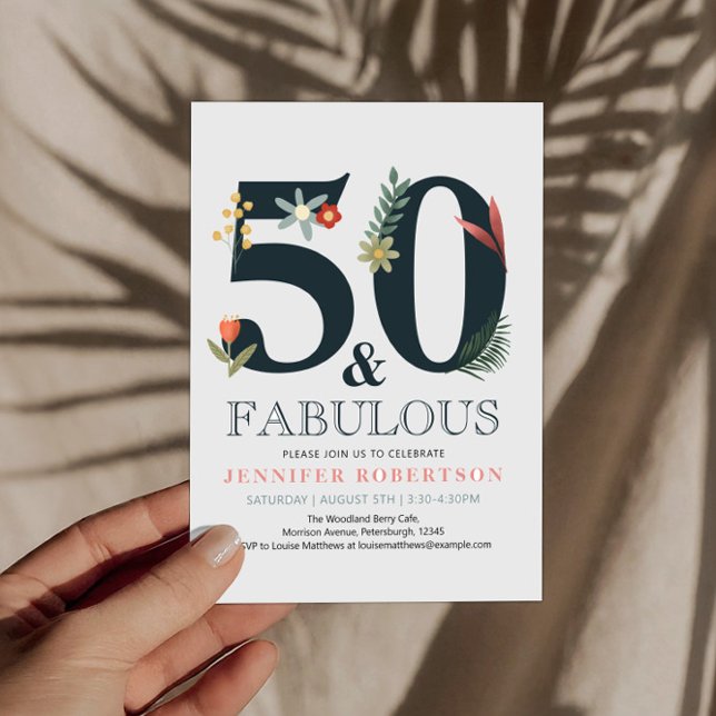 Modern Boho 50 and Fabulous Birthday Invitation (Creator Uploaded)