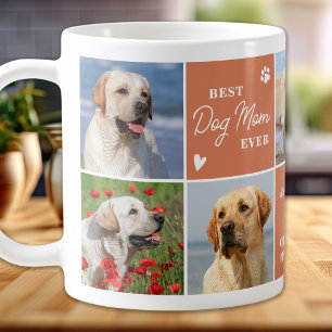 Modern Boho 7 Photo Collage Personalised DOG MOM Coffee Mug
