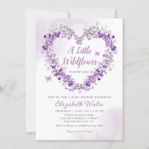 Modern Boho A Little Wildflower Girl Baby Shower  Invitation