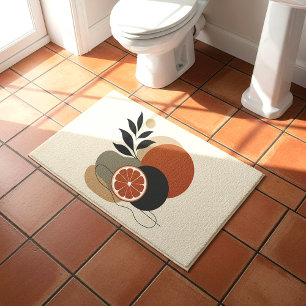 Modern Boho Abstract Art Orange and Terracotta Min Bath Mat