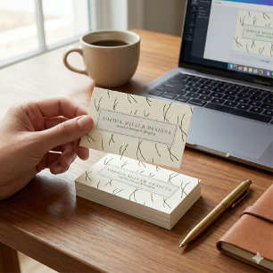 Modern Boho Abstract Lines Designer Cream White Business Card