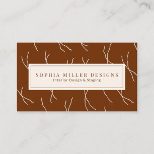 Modern Boho Abstract Lines Designer   Dark Brown Business Card