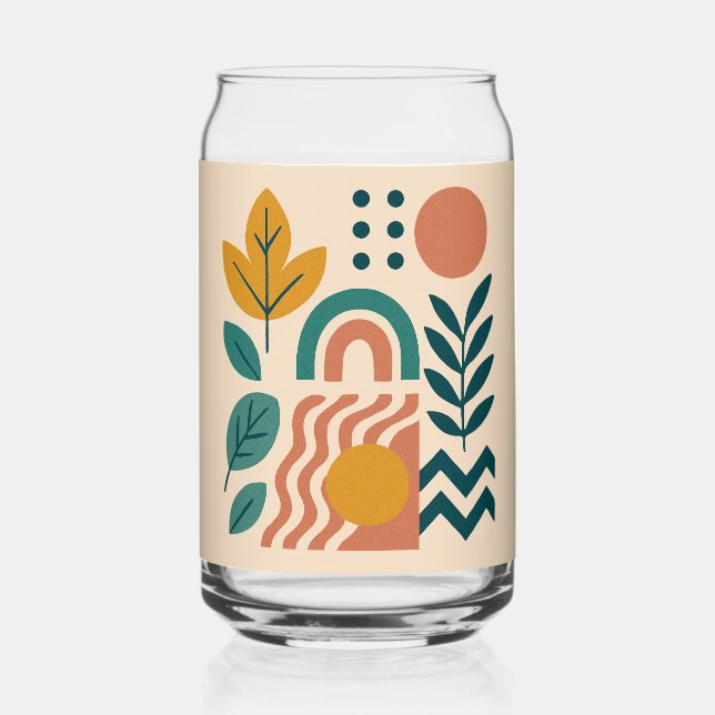 Modern Boho Abstract Nature Wall Art Can Glass (Back)