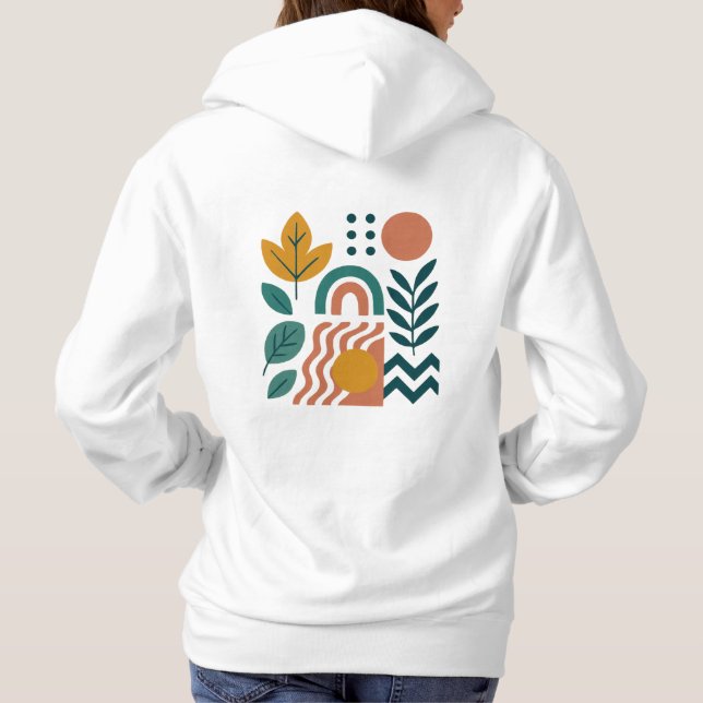 Modern Boho Abstract Nature Wall Art Hoodie (Back)