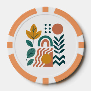 Modern Boho Abstract Nature Wall Art Poker Chips