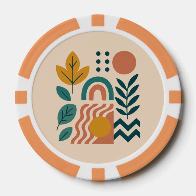 Modern Boho Abstract Nature Wall Art Poker Chips (Front)