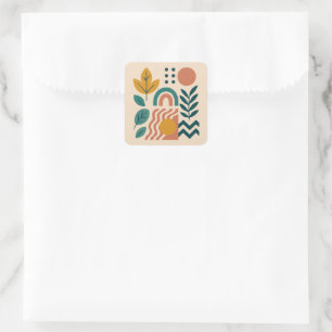 Modern Boho Abstract Nature Wall Art Square Sticker