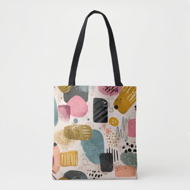 Modern Boho Abstract Pattern | Textured Colourful Tote Bag (Front)