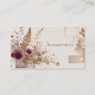 Modern Boho Abstract Purple Thistle Gold Geometric Business Card