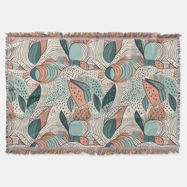 Modern Boho Abstract  Throw Blanket (Front)