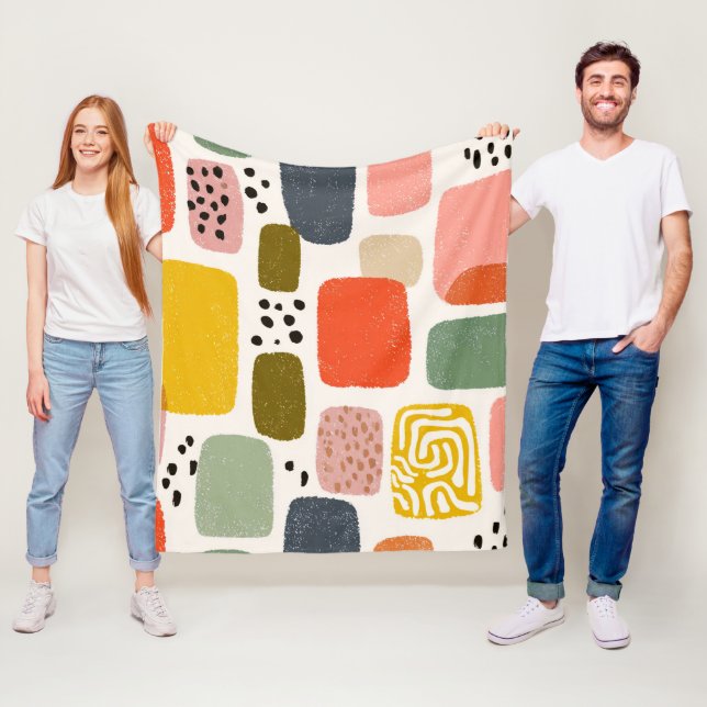 Modern Boho Abstract Watercolor Pattern | Colourfu Fleece Blanket (In Situ)