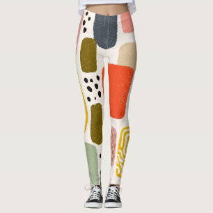 Modern Boho Abstract Watercolor Pattern Colourfu Leggings