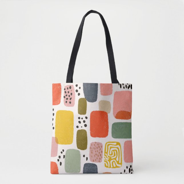 Modern Boho Abstract Watercolor Pattern | Colourfu Tote Bag (Front)