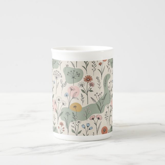 Modern Boho Abstract Wildflower Mug (Front)