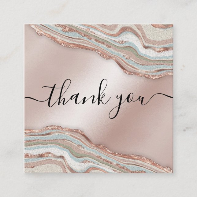 modern boho agate thank you for your order sq square business card (Front)