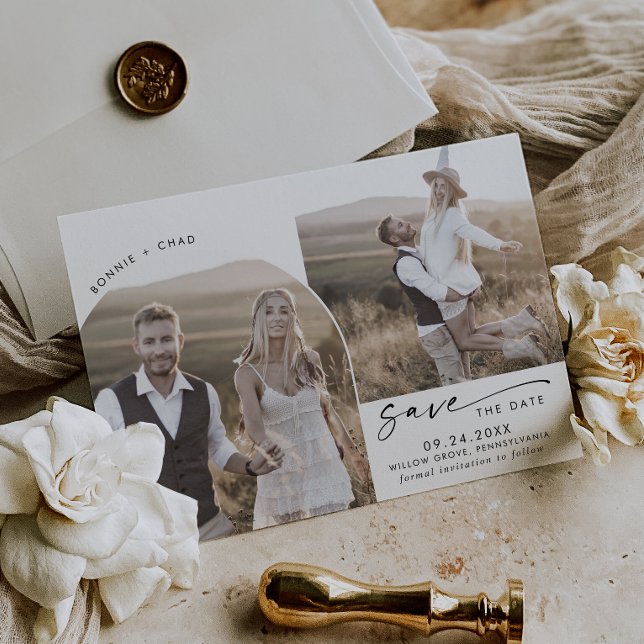 Modern Boho Arch 2 Photo Save The Date (Creator Uploaded)