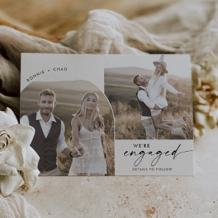 Modern Boho Arch 3 Photo Engagement Announcement