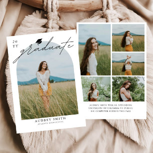 Modern Boho Arch 6 Photo Graduation Announcement