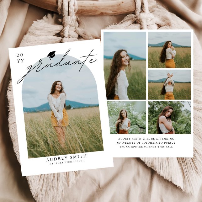 Modern Boho Arch 6 Photo Graduation Announcement (Creator Uploaded)