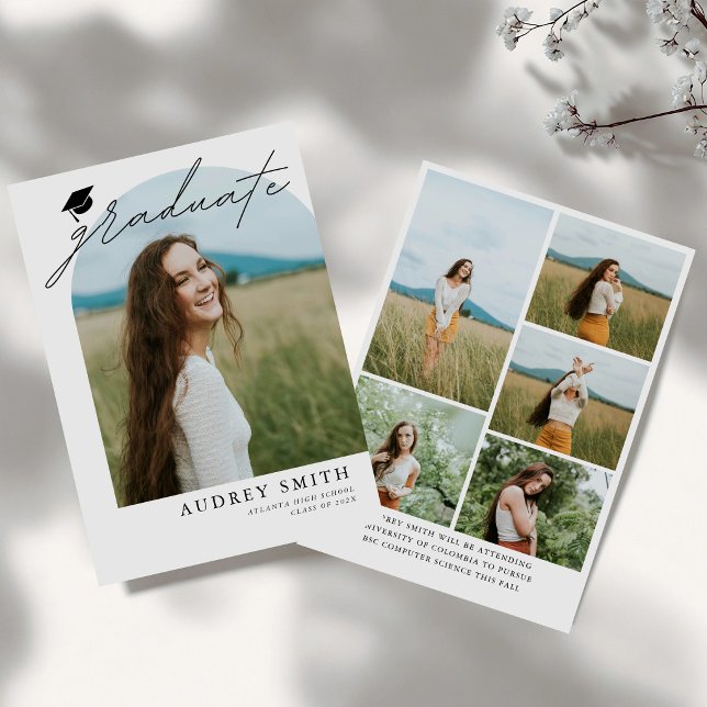Modern Boho Arch 6 Photos Graduation Announcement (Creator Uploaded)