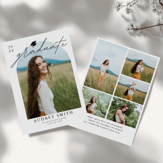 Modern Boho Arch 6 Photos Graduation Announcement (Creator Uploaded)