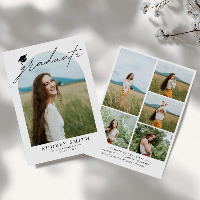 Modern Boho Arch 6 Photos Graduation Announcement (Creator Uploaded)