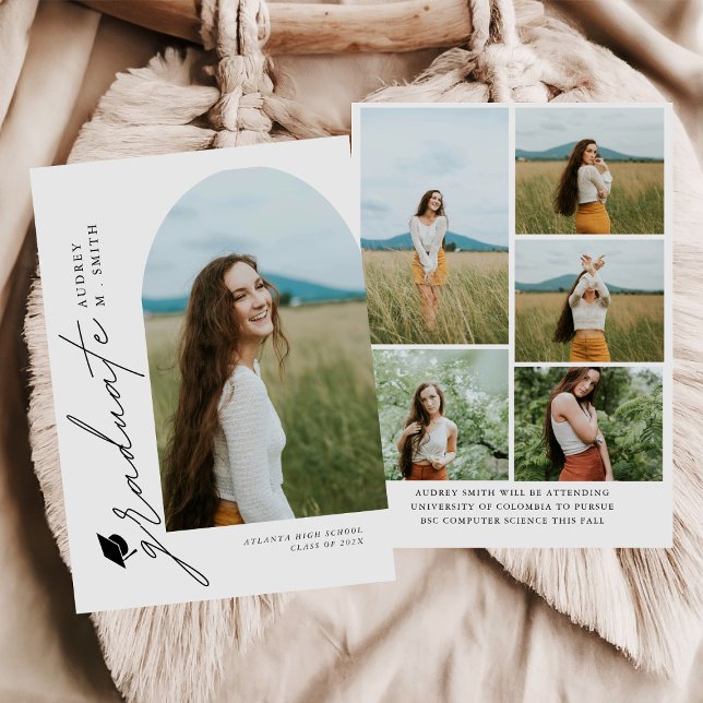 Modern Boho Arch 6 Photos Graduation Announcement (Creator Uploaded)