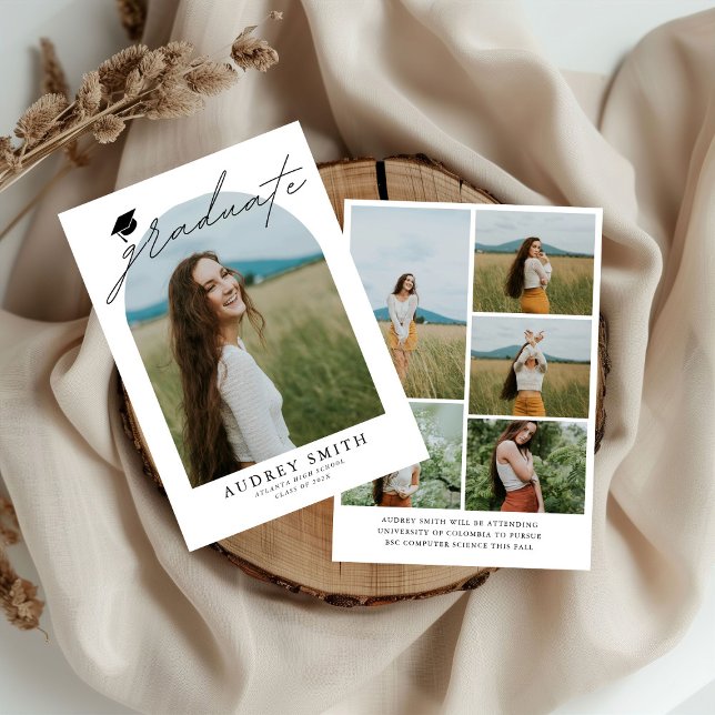 Modern Boho Arch 6 Photos Graduation Announcement (Creator Uploaded)