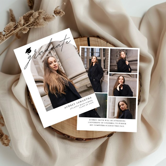 Modern Boho Arch 6 Photos Graduation Announcement (Creator Uploaded)