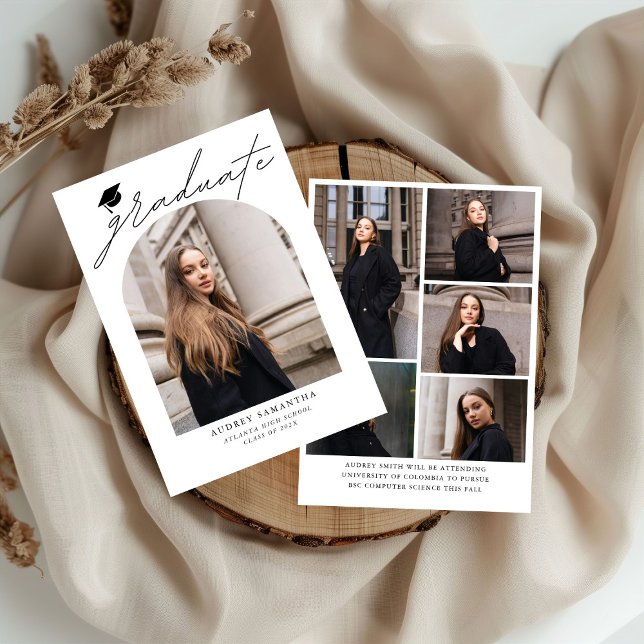 Modern Boho Arch 6 Photos Graduation Announcement (Creator Uploaded)