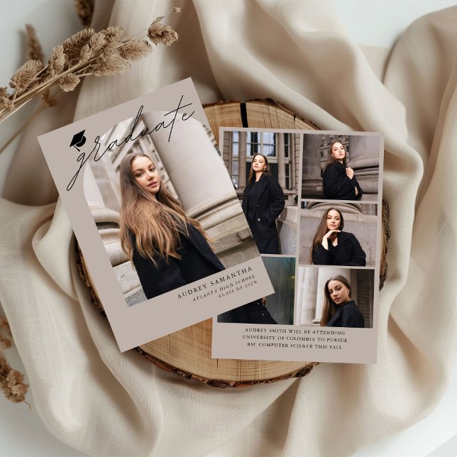 Modern Boho Arch 6 Photos Graduation Announcement (Creator Uploaded)