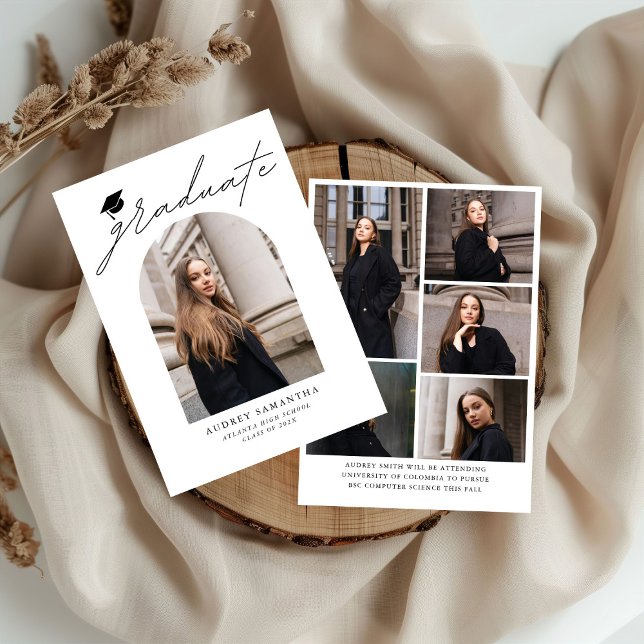 Modern Boho Arch 6 Photos Graduation Announcement (Creator Uploaded)