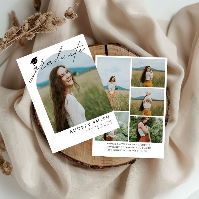 Modern Boho Arch 6 Photos Graduation Announcement (Creator Uploaded)