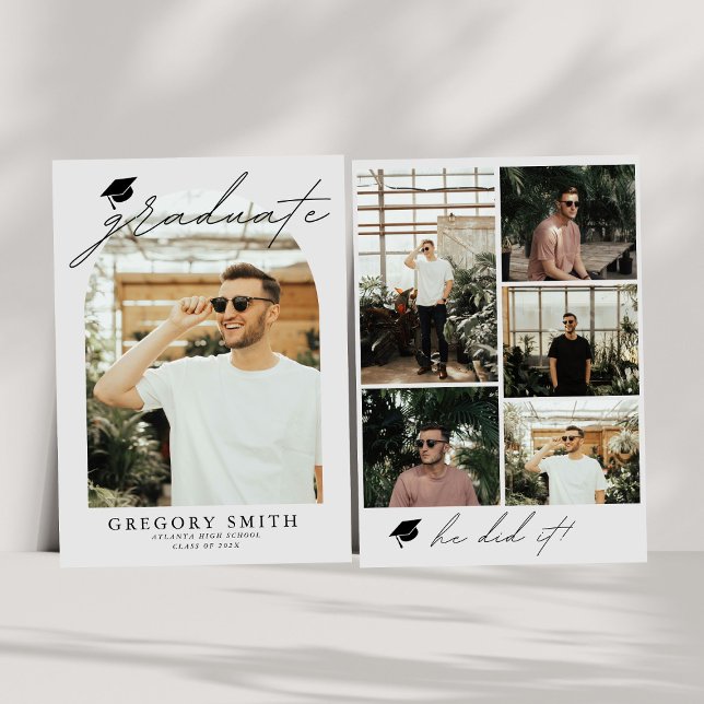 Modern Boho Arch 6 Photos Graduation Announcement (Creator Uploaded)