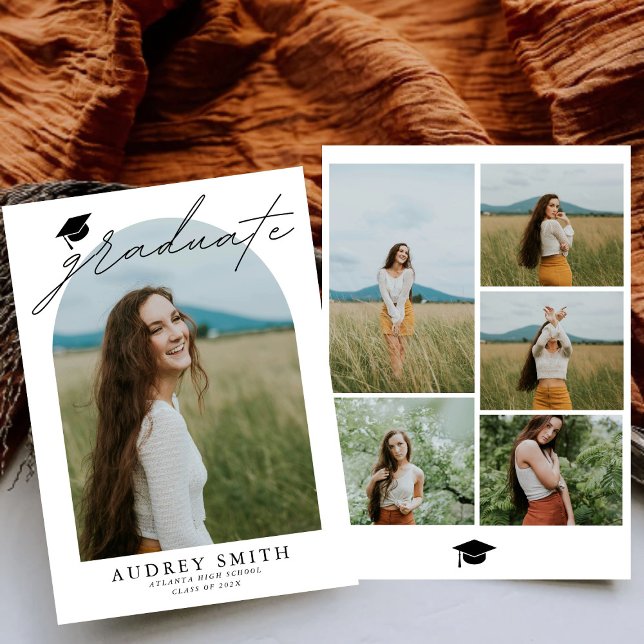 Modern Boho Arch 6 Photos Graduation Announcement (Creator Uploaded)