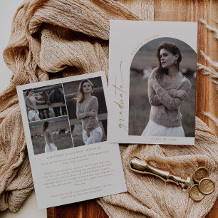 Modern Boho Arch   Cream Graduate Photo Graduation Announcement