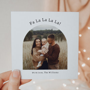 Modern Boho Arch Fa La La La La One Photo Holiday Card
