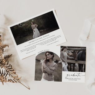 Modern Boho Arch Graduate 3 Photo Graduation Announcement