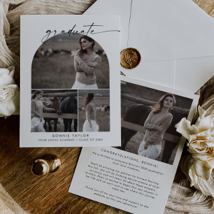 Modern Boho Arch Graduate Photo Collage Graduation Announcement