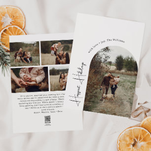 Modern Boho Arch Happiest Holidays Five Photo Holiday Card