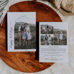 Modern Boho Arch Holiday Photo Year in Review Card